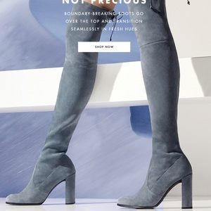 Stuart Weitzman Hiline OTK Boots 7.5 in Denim